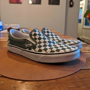 Vans Slip-Ons Checkered Olive Green 10.5 Men's
